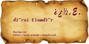 Örsi Elemér névjegykártya